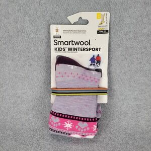 Smartwool Kids Wintersport Merino Wool Socks Purple Bear SW001816H76-L Large NEW